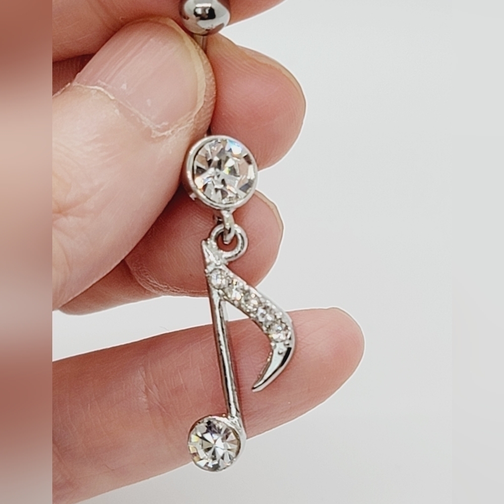 New Sterling Silver Music Note Belly Ring - Picture 3 of 3